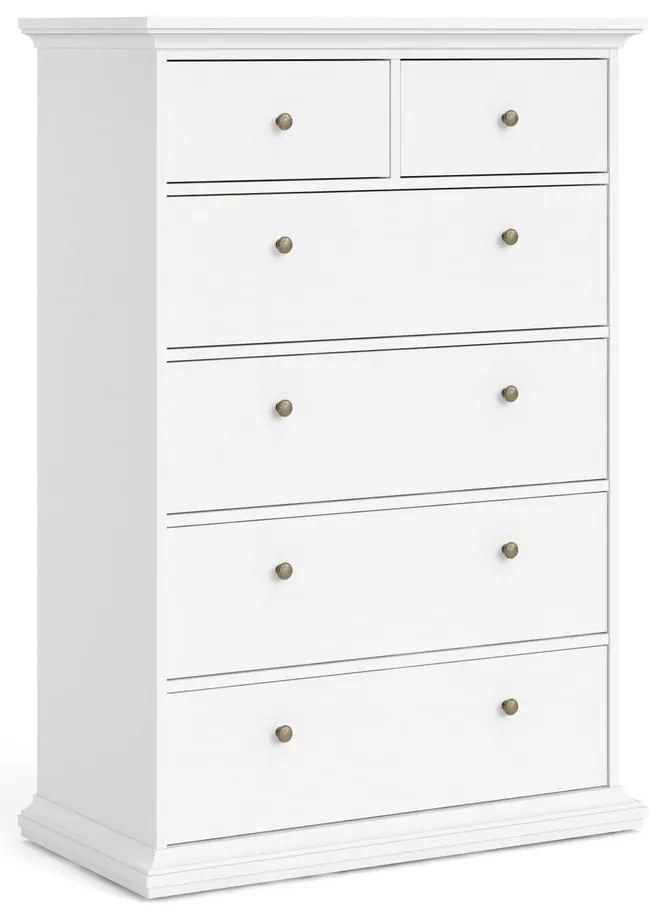 Biela vysoká komoda 96x140 cm Paris – Tvilum