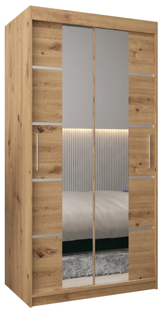 Šatníková skriňa 100 cm Verika 4 100 (dub artisan). Akcia -15%. Vlastná spoľahlivá doprava až k Vám domov. 1064247