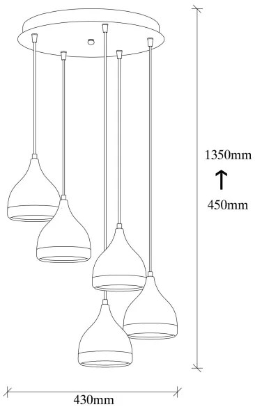 Luster na lanku YILDO 5xE27/40W/230V
