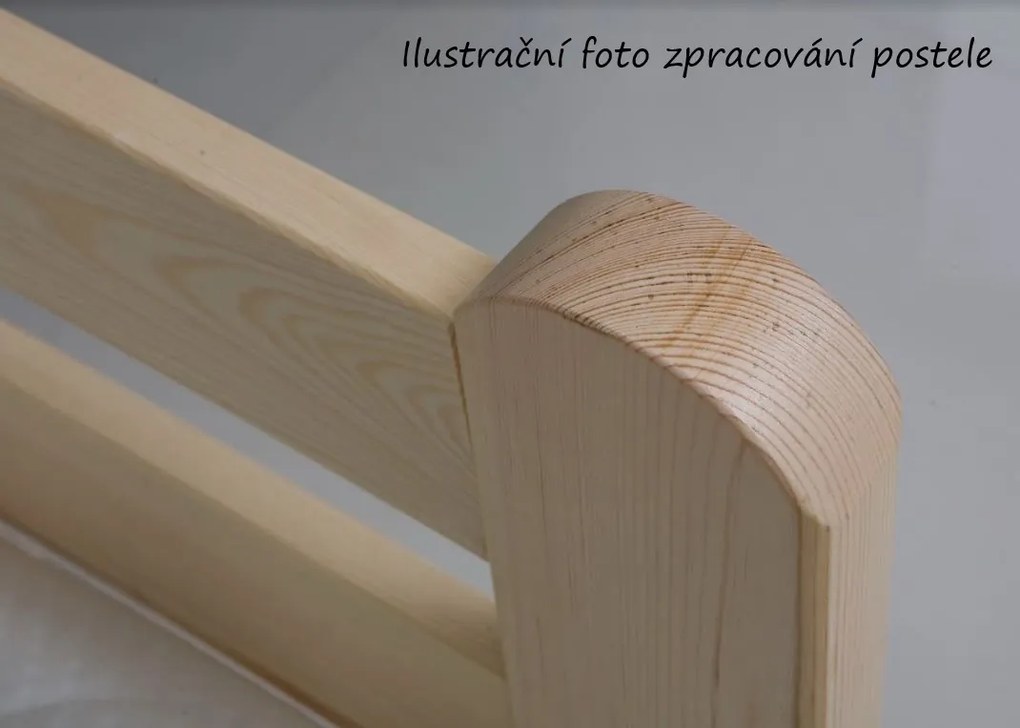 Detská posteľ z masívu borovice TOMÁŠ II s prístelkou a šuplíky - 200x90 cm - prírodná borovica