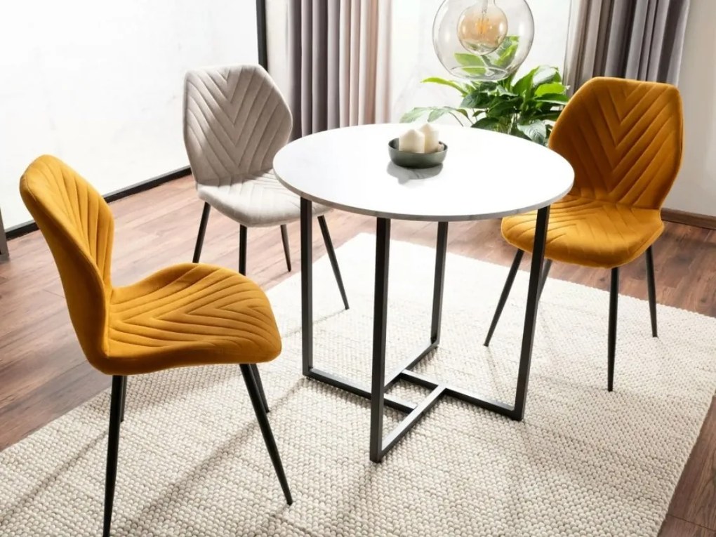 Okrúhly jedálenský stôl ALTO II 80 cm, dekor biely mramor