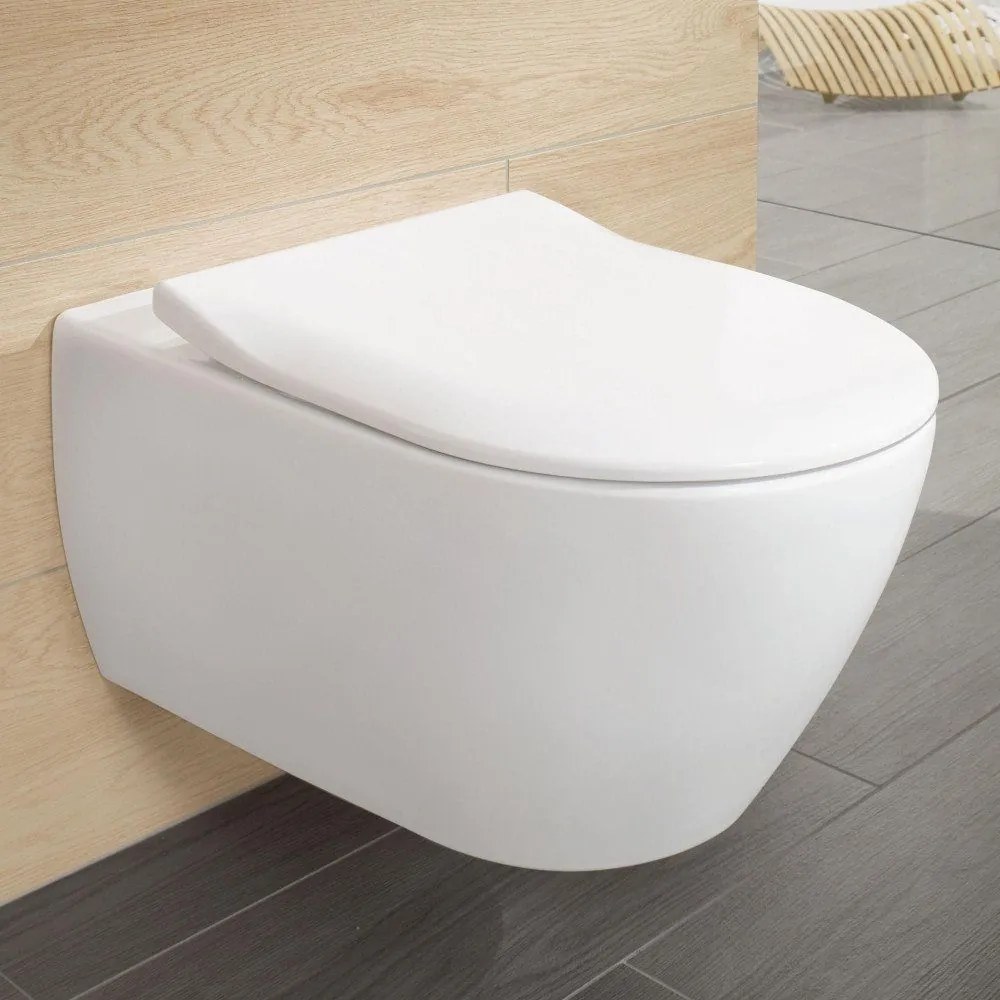 VILLEROY &amp; BOCH Subway WC sedátko s poklopom SlimSeat, s funkciou QuickRelease a Softclosing, biela alpská, 9M65S101