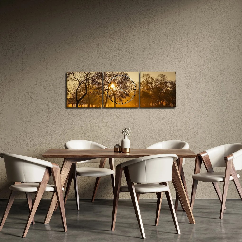 Obraz východu slnka (s hodinami) (90x30 cm)