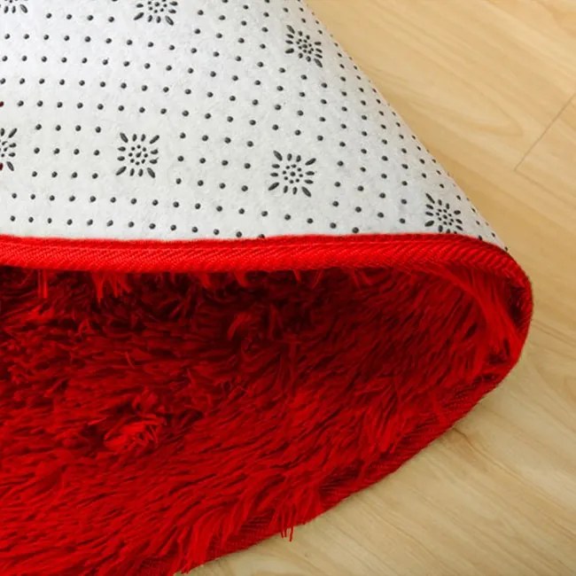 Protišmykový koberec SHAGGY červený kruh