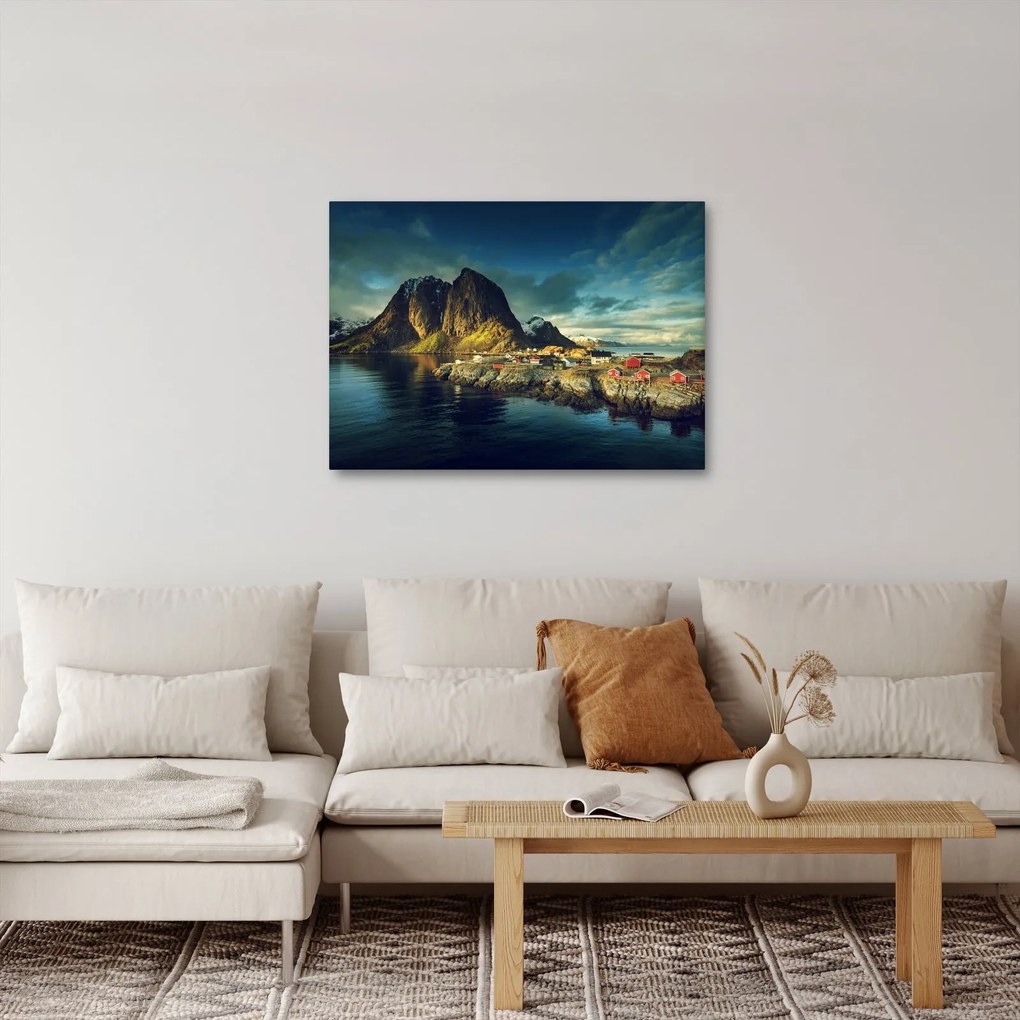 Obraz rybárskej dediny v Nórsku (70x50 cm)