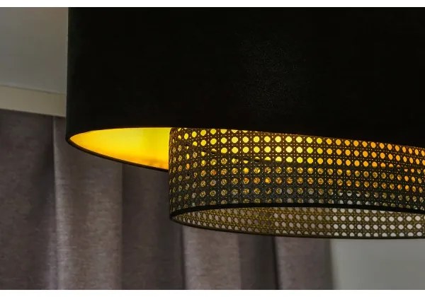 Duolla - Luster na lanku DOUBLE OVAL RATTAN 2xE27/15W/230V čierna/ratan