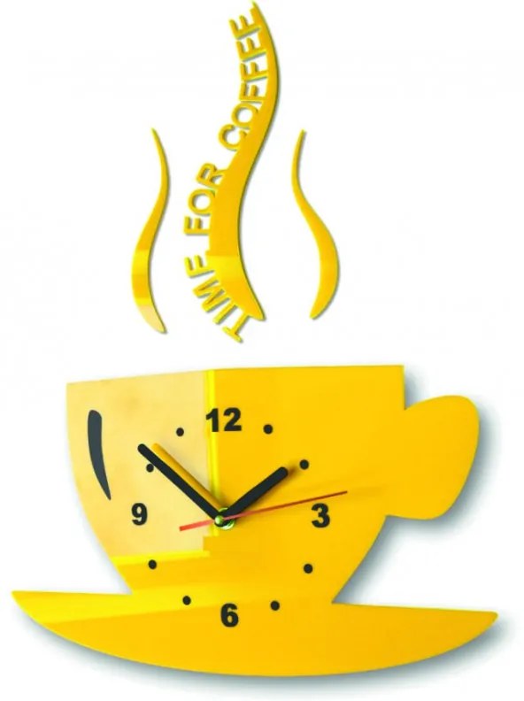 Nástenné hodiny šálka, 3D zrkadlové nálepky I SENTOP FL-z16-YELLOW-1018