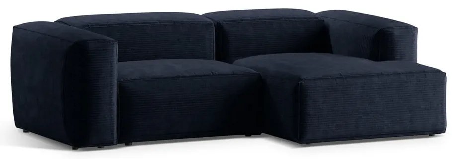 Tmavomodrá menčestrová rohová pohovka (pravý roh/s leňoškou) Bergamo – Cosmopolitan Design