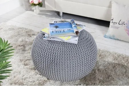 PUF pletený grey