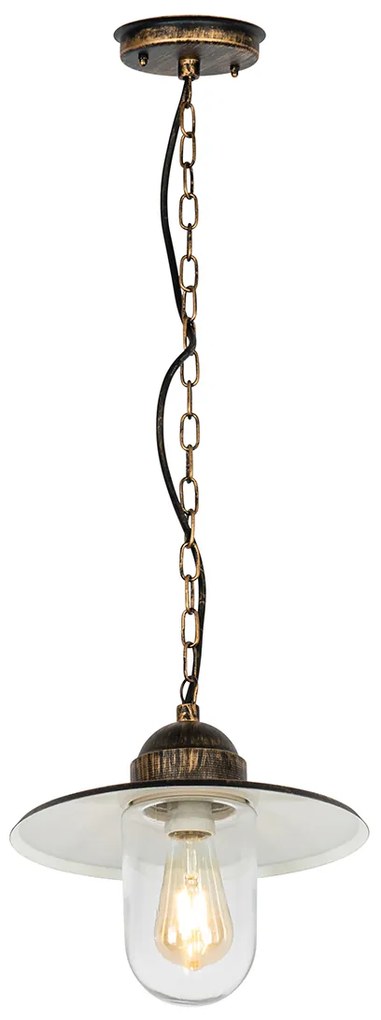 Rustikálne vonkajšie závesné svietidlo starožitné zlato IP44 - Kansas