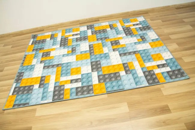 Detský koberec kocky lego orange