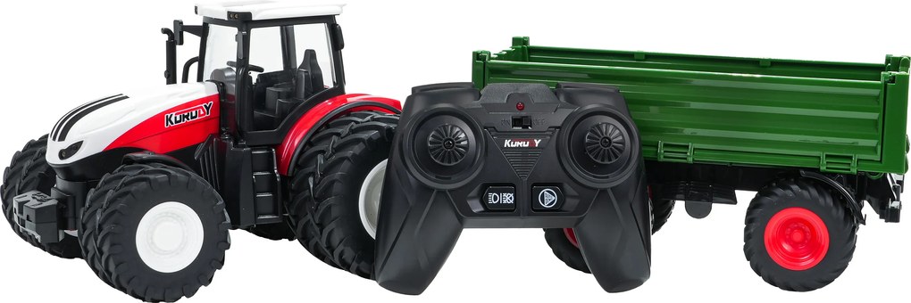 Ramiz Červený R/C traktor so zeleným prívesom