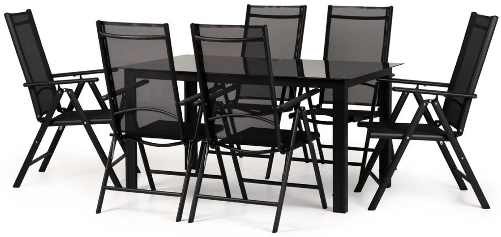 Záhradný jedálenský set 6+1 BestBerg BBGF-53B / čierna