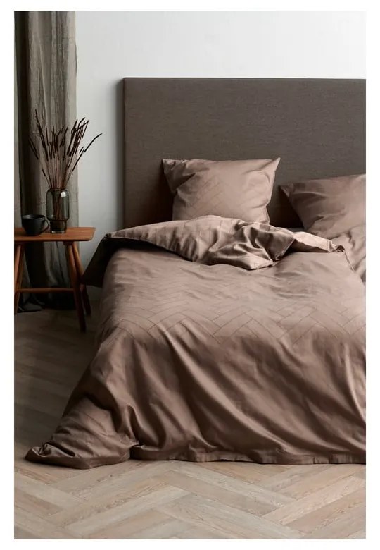 Damaškové obliečky taupe na jednolôžko 140x200 cm Tiles – Södahl