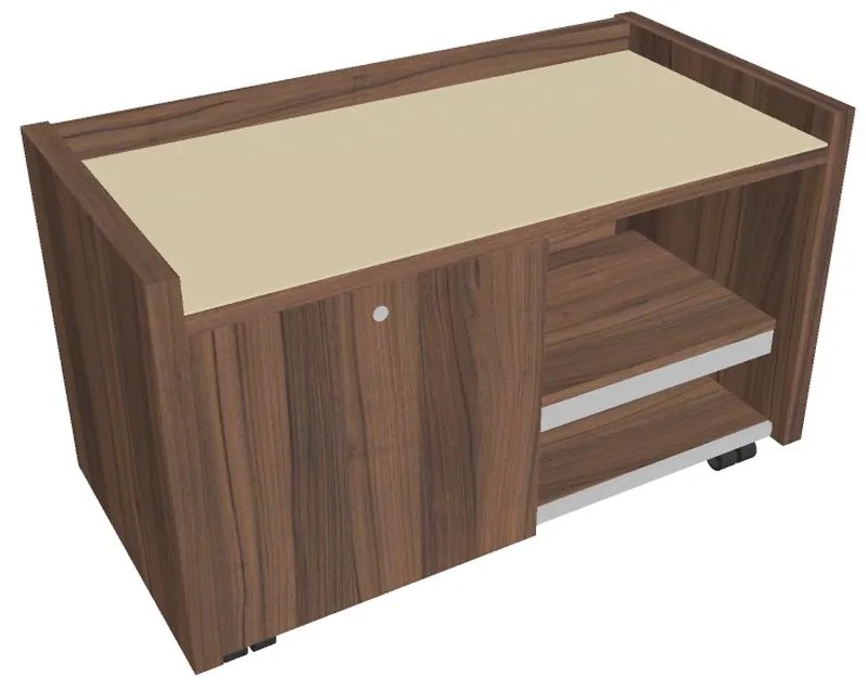 Mobilný kontajner Verno 100 x 50 cm so sklom, ľavý, orech / vanilka