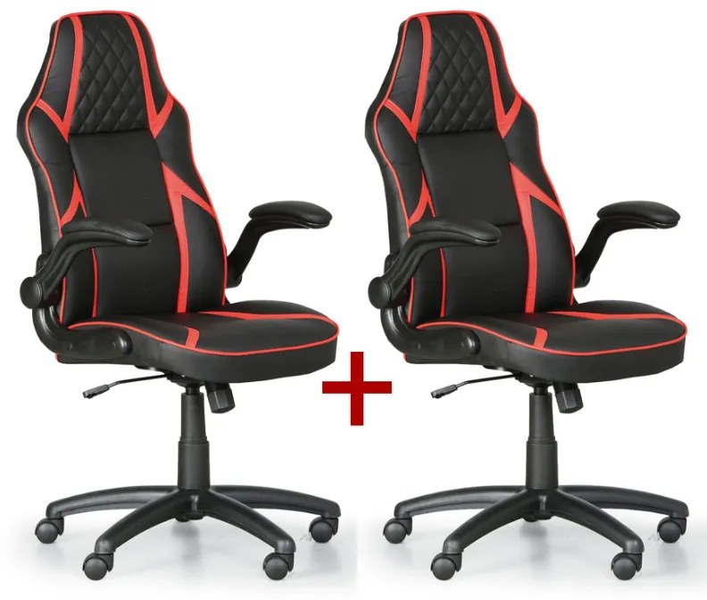 Kancelárska stolička GAME, 1+1 ZADARMO, čierna/červená