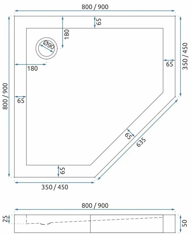 Rea Diamond, sprchovací kút 90x90x195 cm, 6mm číre sklo, zlatý profil + biela sprchová vanička, KPL-04904