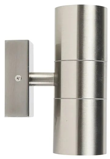 Vonkajšia nástenná lampa oceľová 2-svetlá IP44 - Duo