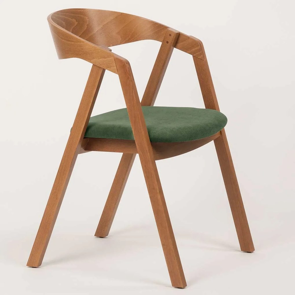 Stima stolička GURU buk s čalúneným sedákom Vyberte odtieň ->: Dub, Vyberte látku ->: LUX Zelená 18
