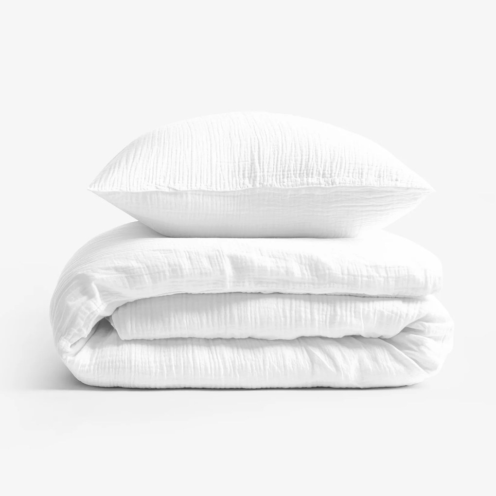 Goldea mušelínové posteľné obliečky – biele 140 x 220 a 70 x 90 cm