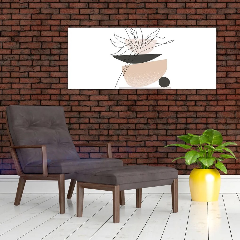 Obraz - Line art kvety N⁰1 (120x50 cm)
