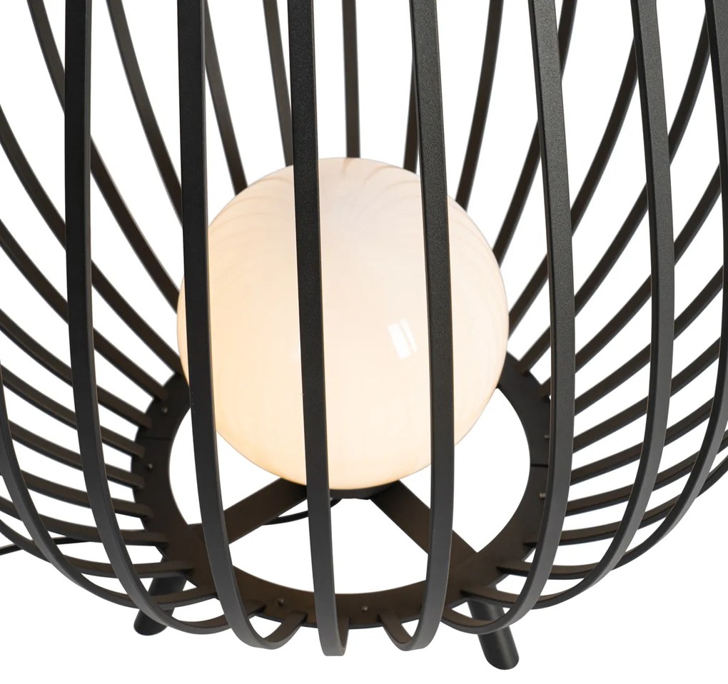 Dizajnová stojaca lampa čierna s opálom 110 cm - Angela