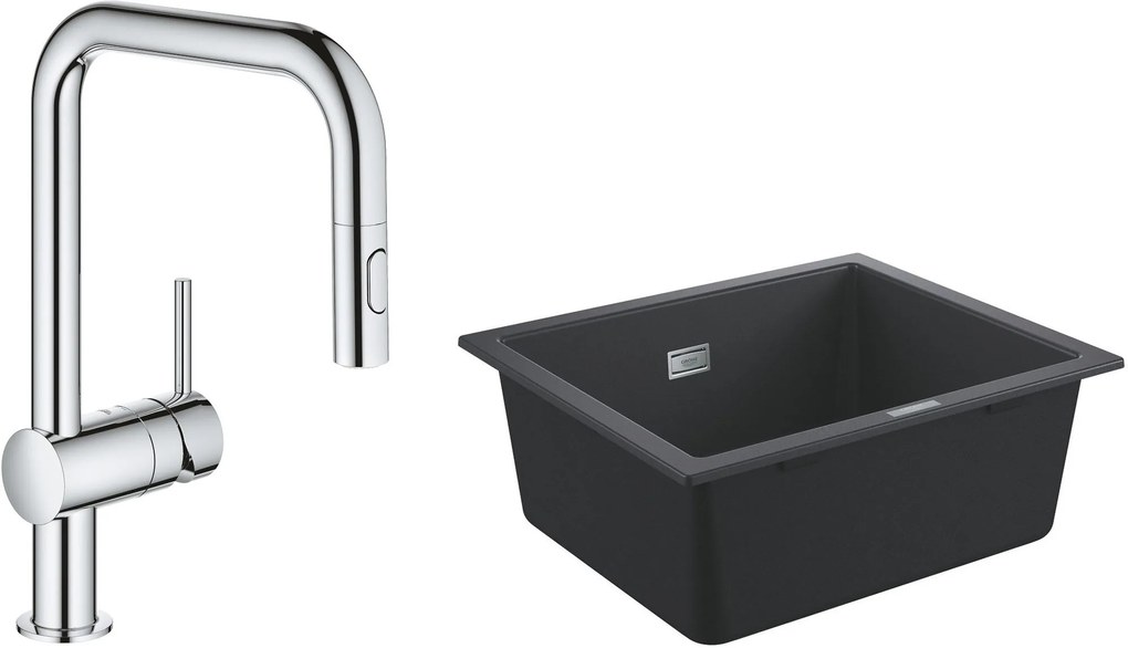 Set kuchynská batéria Grohe Minta 32322002, granitový drez Grohe K700 31654AP0