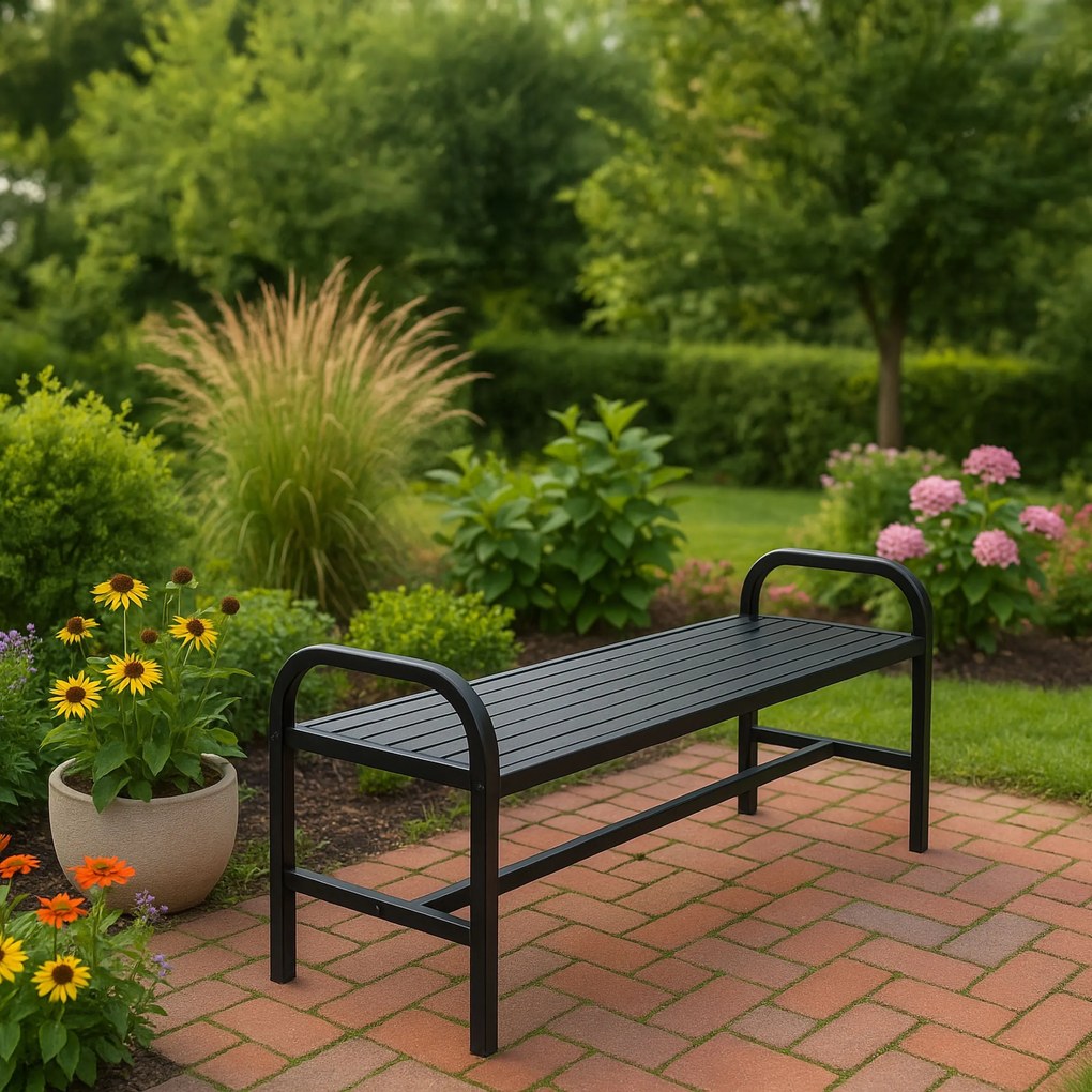 Záhradná lavička Sobo 124 cm čierna