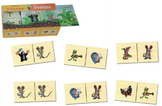 Domino Krtek dřevo společenská hra 28 dílků v dřevěné krabičce 18x11x5cm