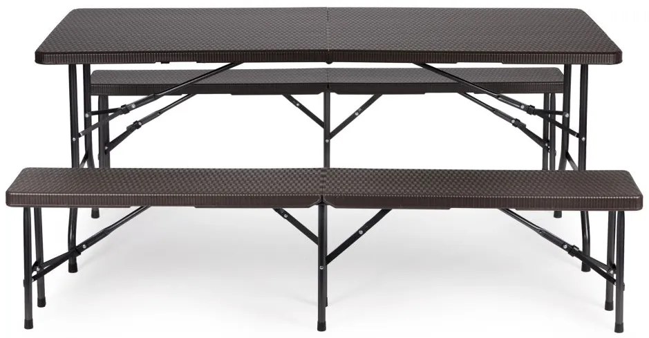 Cateringový stôl 180cm + 2 lavice - ratan