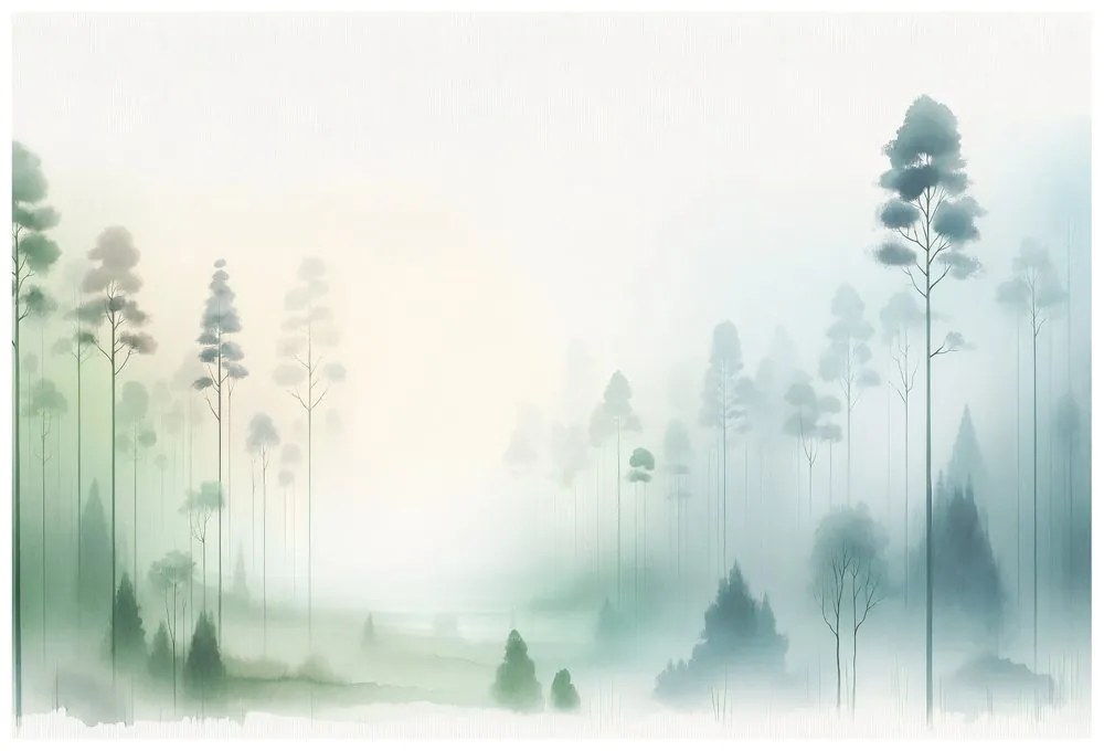 Samolepiaca fototapeta hmlistý les v pastelových tónoch