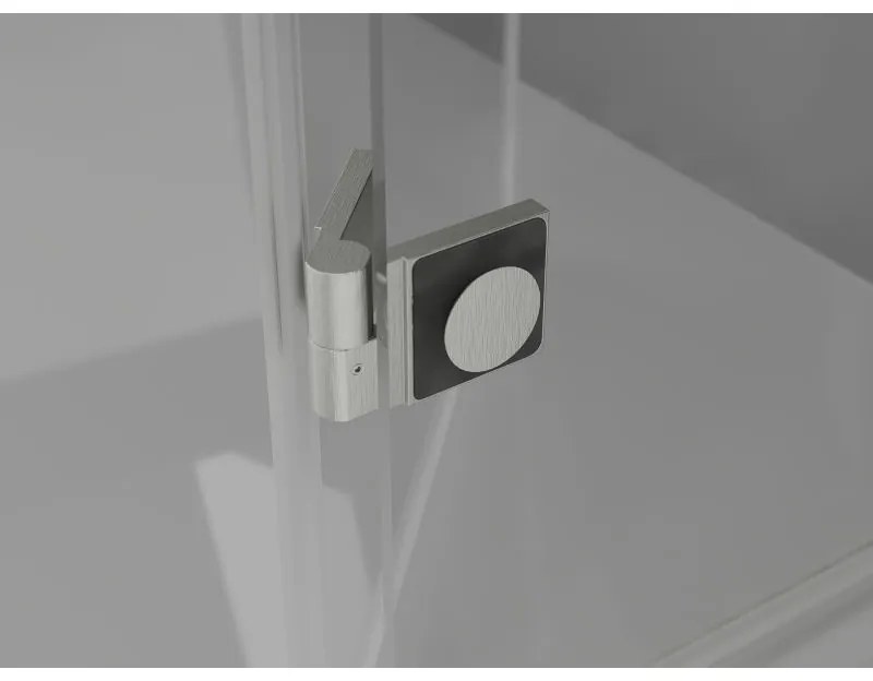 Mexen, Mexen Lunar L Otočné ľavé sprchové dvere 125 cm, transparentné, brúsený nikel - 834L-125-000-97-00-L