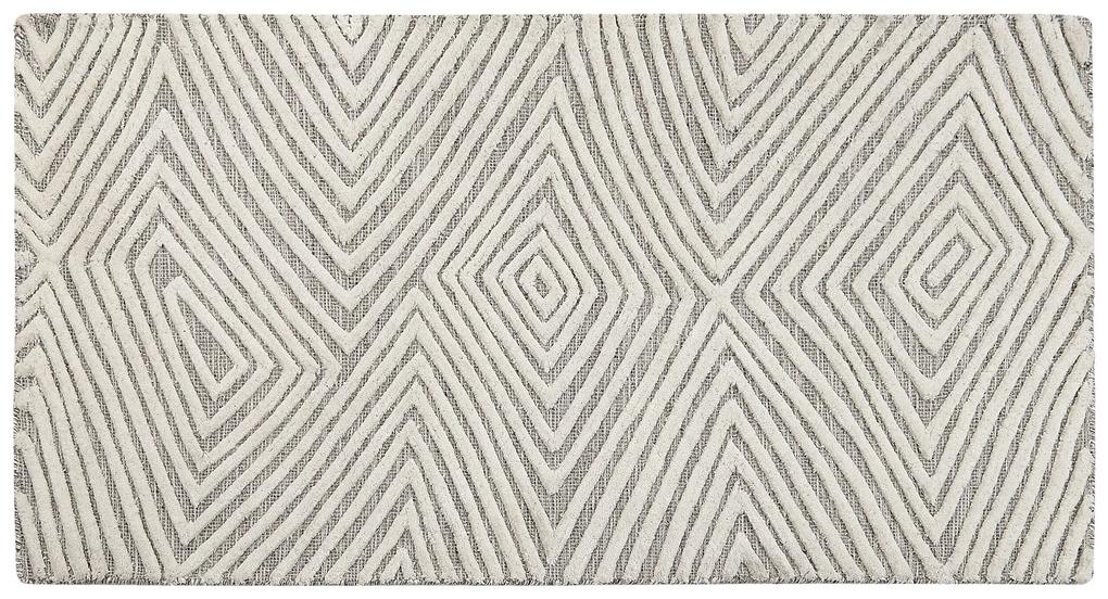 Vlnený koberec 80 x 150 cm biela/sivá GOKSUN Beliani