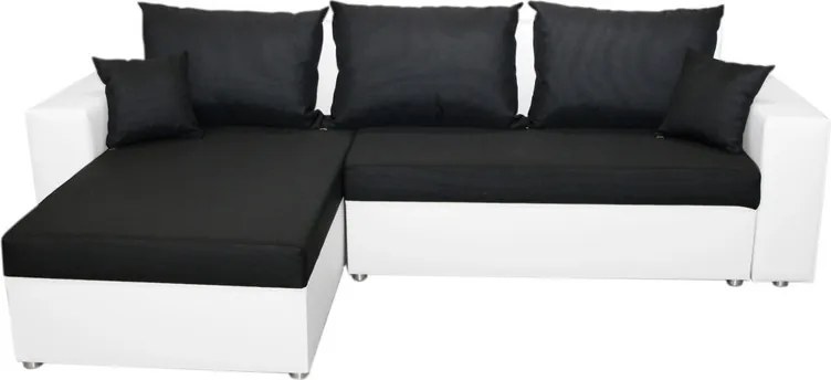 Rohová sedacia súprava Samba II, biela ekokoža/čierna látka