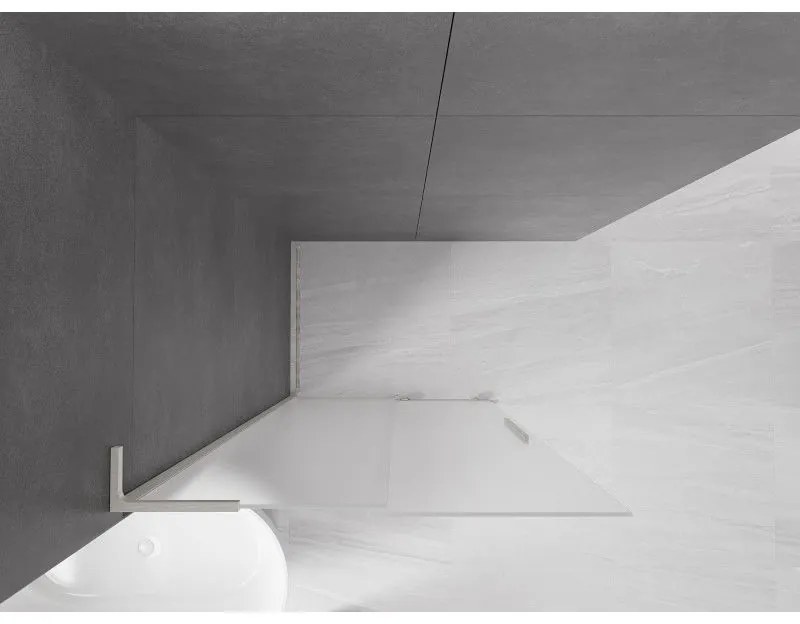 Mexen Velar L, posuvná sprchová zástena Walk-in 120 x 200 cm, 8mm sklo námraza, brúsená oceľ, 871-120-003-33-97