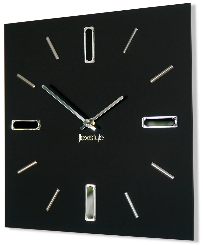 Štvorcové nástenné hodiny Brilliant z118 | Čierna matná | 30 cm