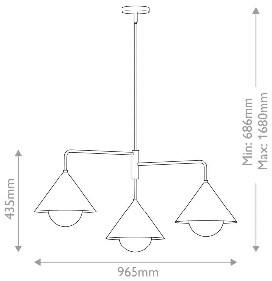 Alora Mood ALM-REMYCK3-GD - Luster na tyči REMYCK 3xE27/60W/230V zlatý