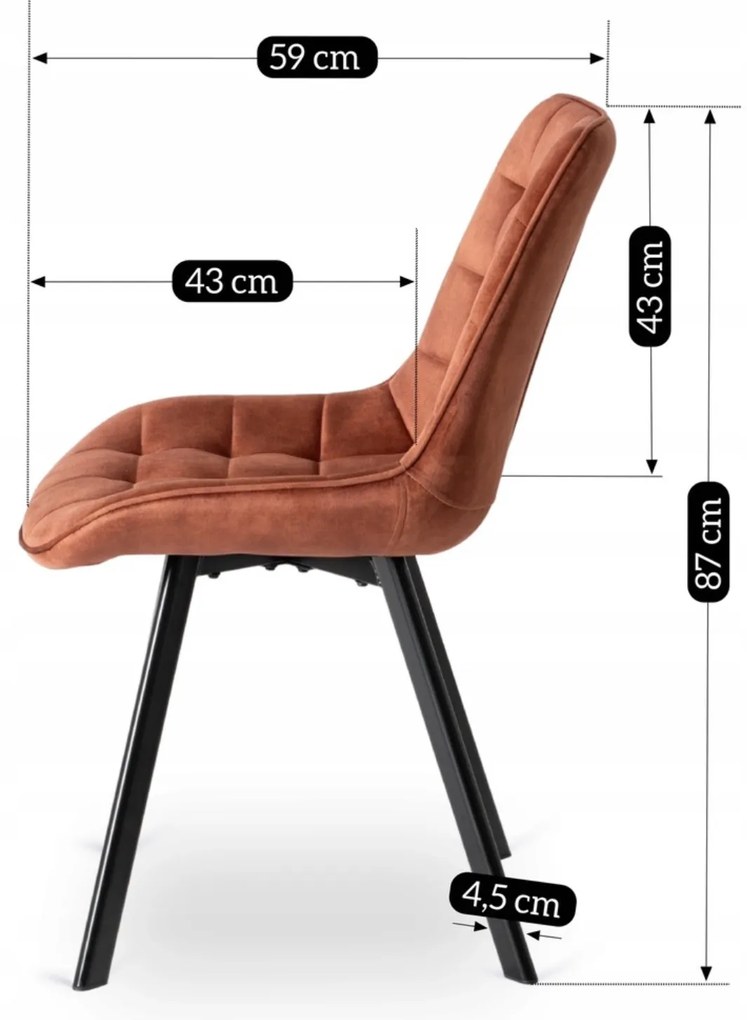 PROXIMA.store - Čalúnená jedálenska stolička RICK FARBA: oranžová, MATERIÁL: zamat