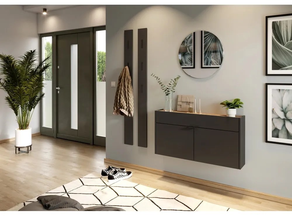 Antracitovosivá/prírodná skrinka na topánky Ameca – Germania