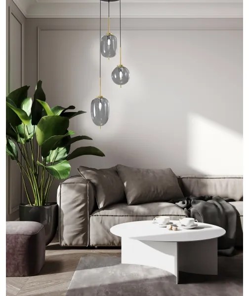 Wofi 5007-302 - Luster na lanku BELLEVILLE 3xE14/40W/230V čierna/zlatá