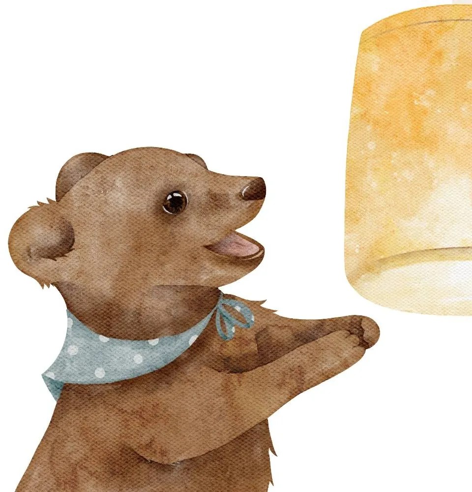 Gario Detská nálepka na stenu Magical animals - medvedík, ježko a lampióny