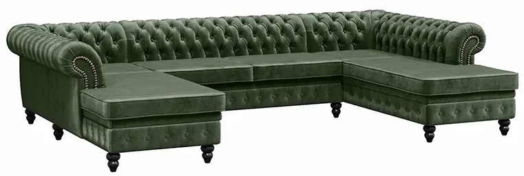 PROXIMA.store - Luxusná sedačka CHESTERFIELD LONG U FARBA NÔH: čierna, DRUH LÁTKY: TORRE - 17, FARBA OZDOBNÝCH ŠPENDLÍKOV: barok