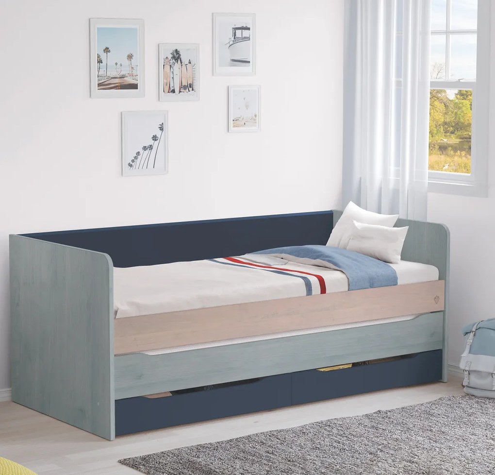 Posteľ I 90x200 Lincoln Modular - dub, dub modrá