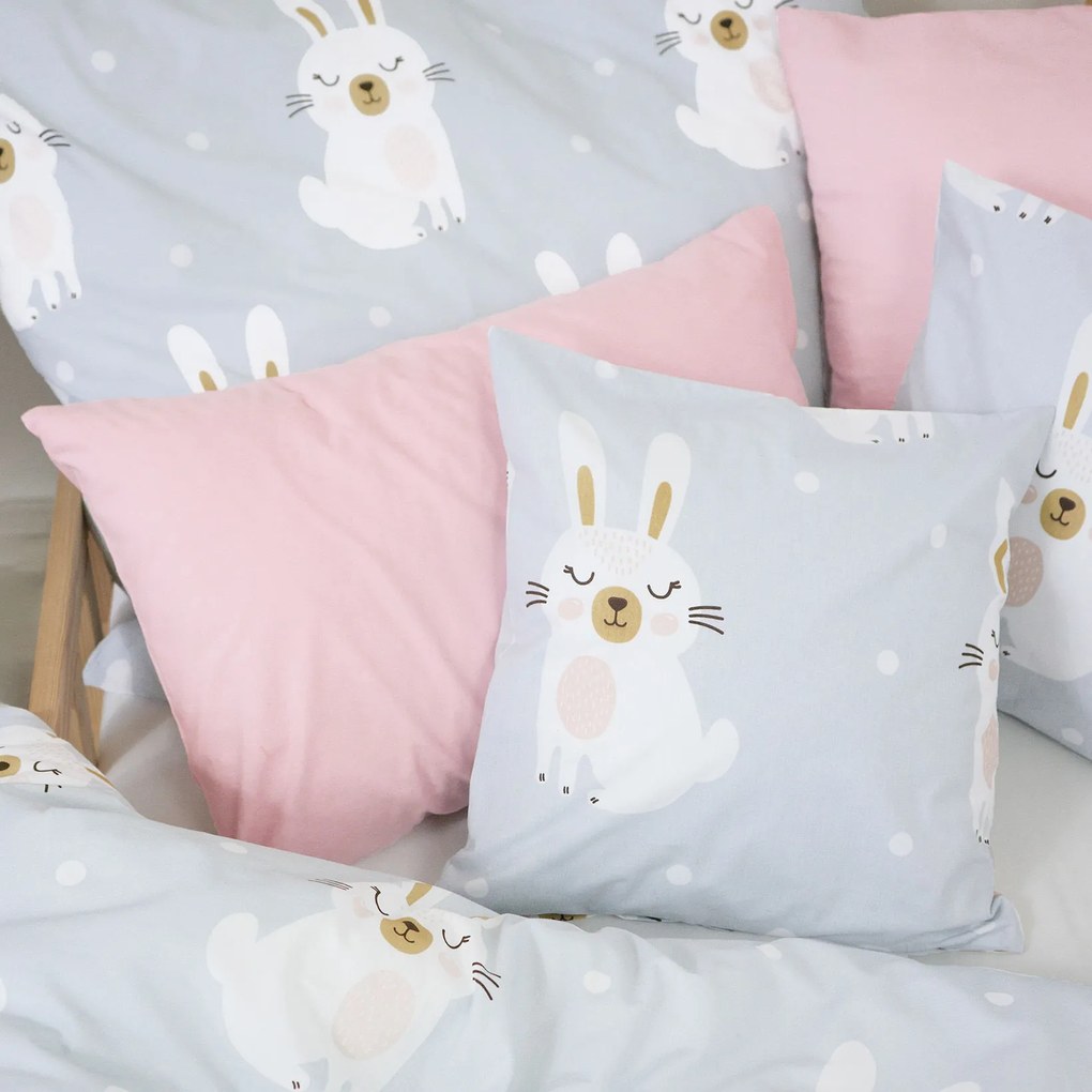 Goldea detské bavlnené obliečky - zasnení králičkovia 150 x 200 a 50 x 60 cm