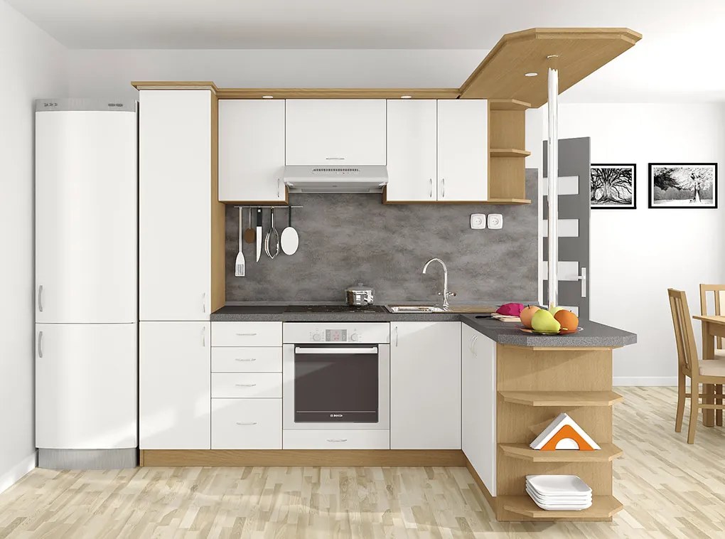 Nabytekmorava Kuchyna s ostrovčekom Bára C farba kuchyne: dub sonoma světlá, pracovná doska: s pracovnou doskou