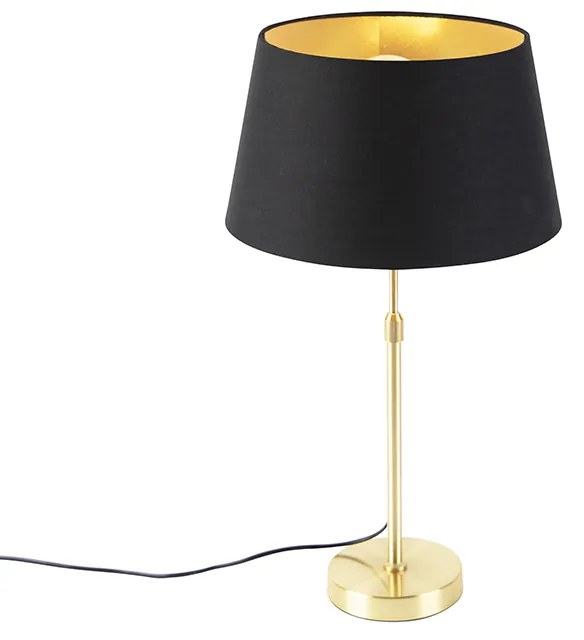 Stolná lampa zlatá/mosadzná s tienidlom čiernym so zlatom 32 cm - Parte