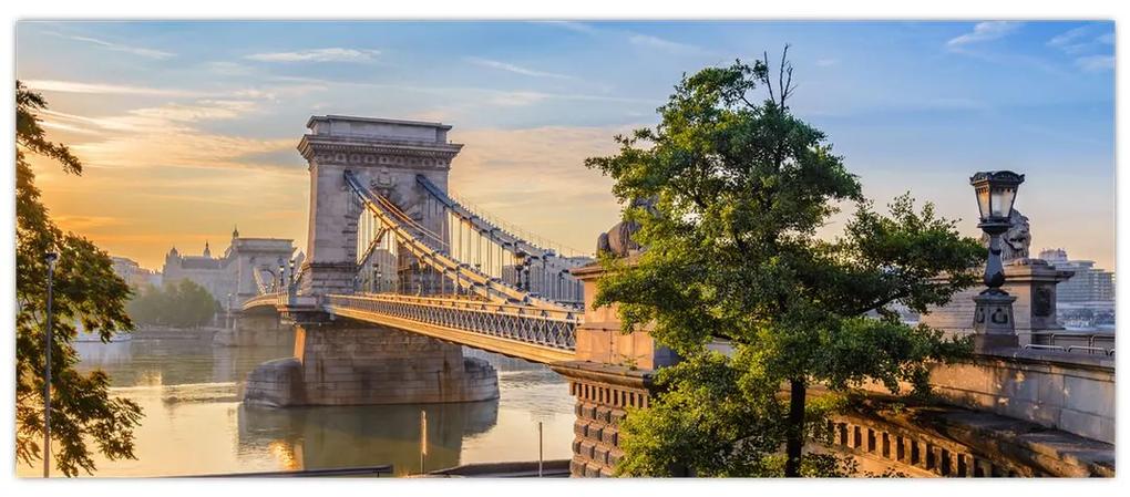 Obraz - Most cez rieku, Budapešť, Maďarsko (120x50 cm)