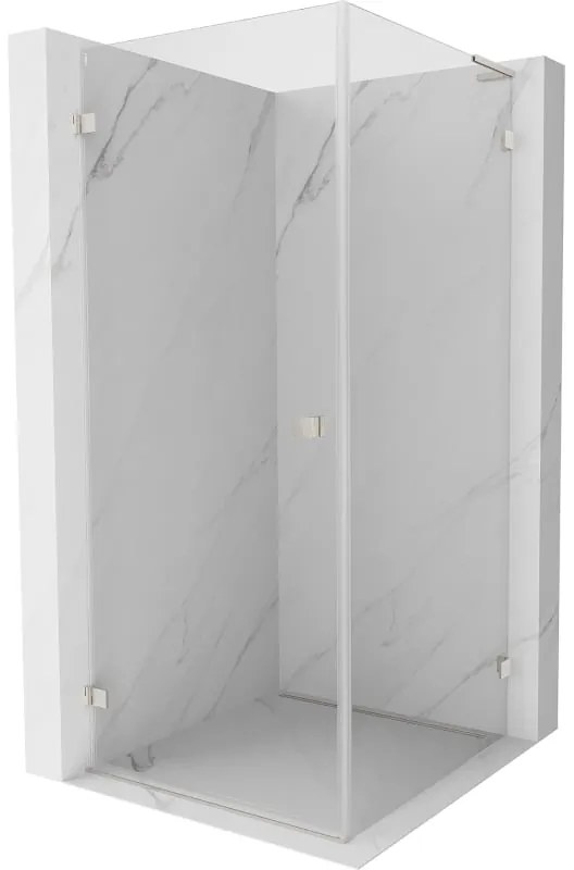 Mexen Lunar-B L sklápací sprchový kút ľavý 70 x 70 cm, číre sklo, brúsená oceľ, 832L-070-070-97-00-L