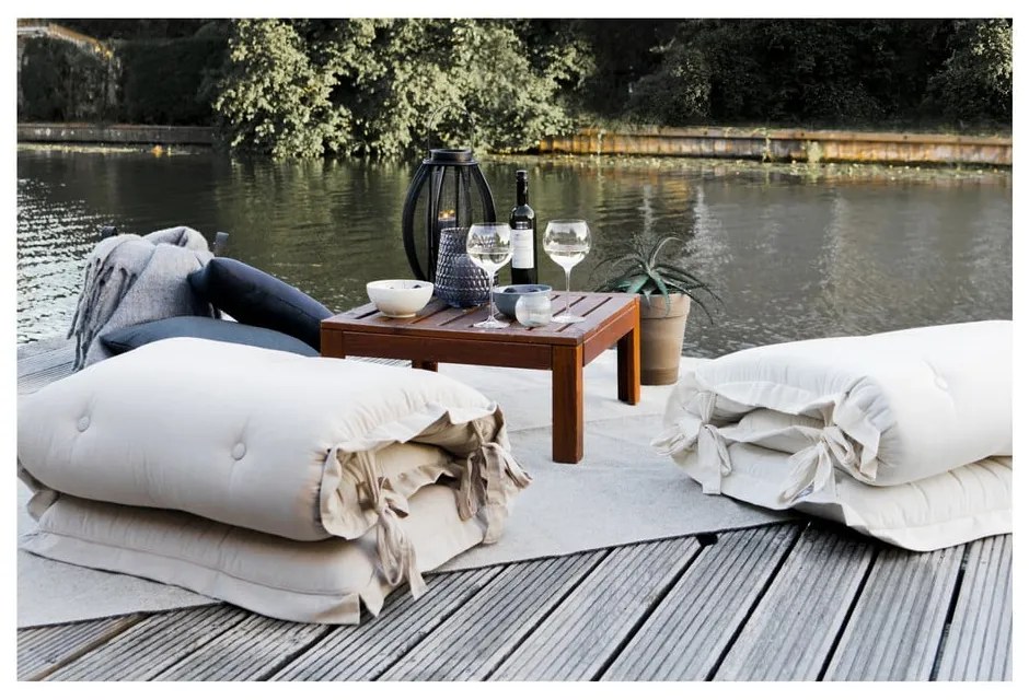 Biely variabilný futón vhodný do exteriéru Karup Design OUT™ Sit&Sleep White