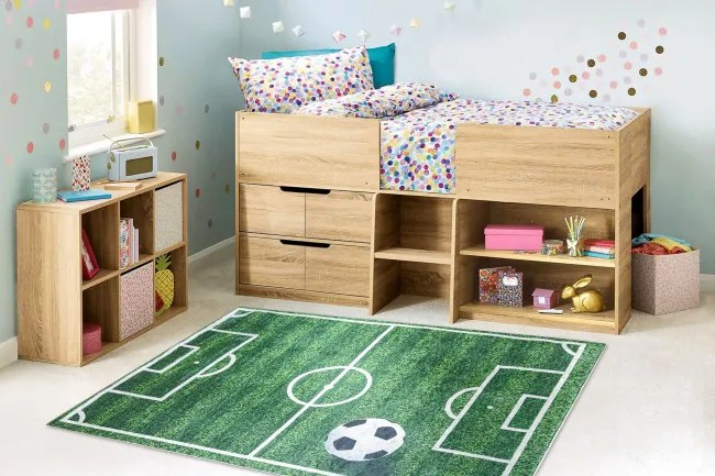 Detský koberec protišmykový BAMBINO 51760 futbalové ihrisko, zelený